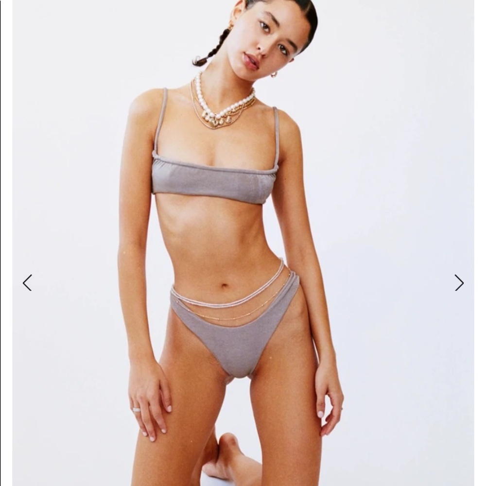 With Jean baby bikini in latte
